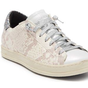 John Snakeskin Print Leather Platform Lace-Up Sneaker